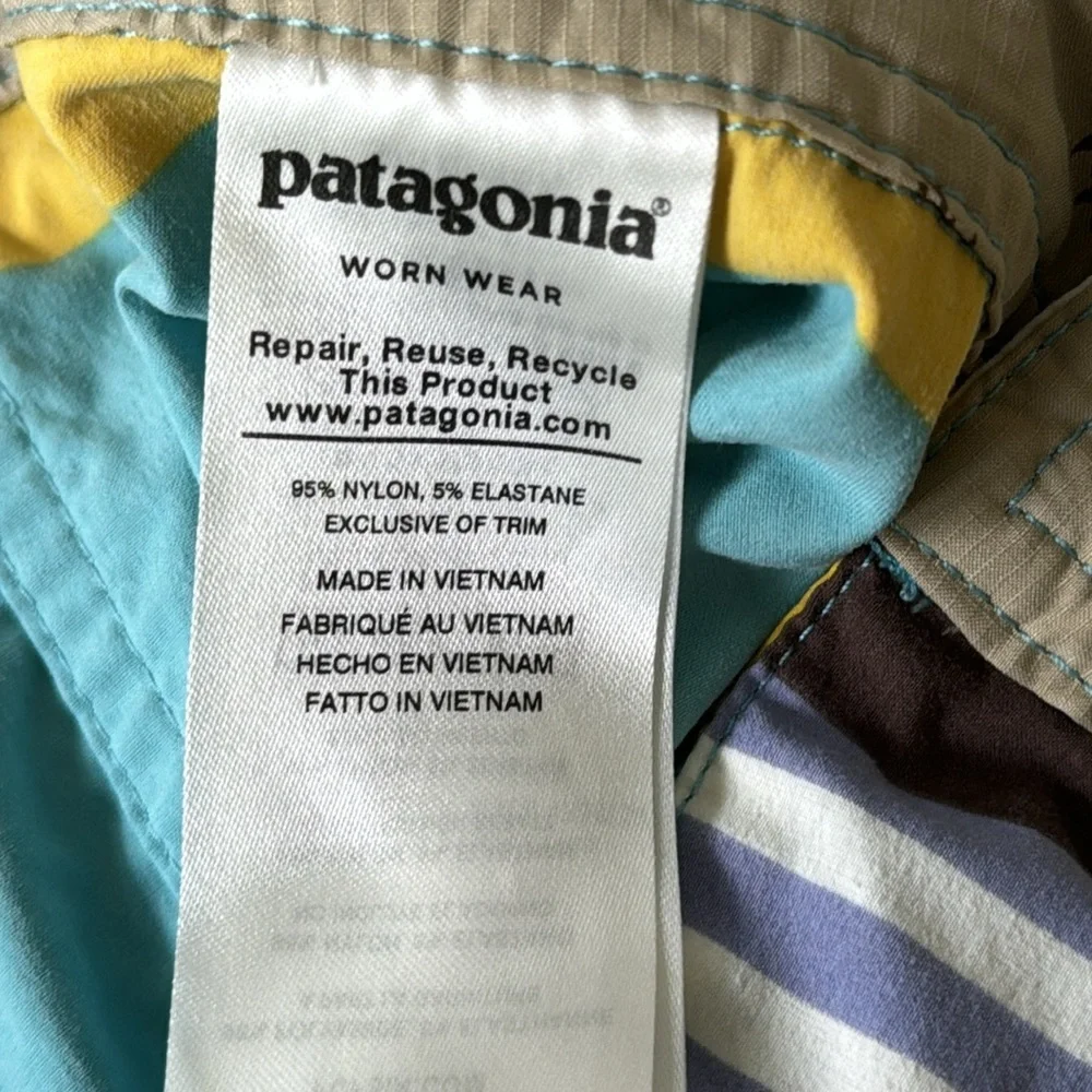 PATAGONIA board shorts size 32 blue yellow swim surfing - Picture 7 of 7